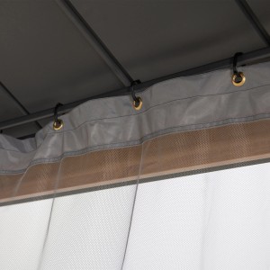 Sunjoy Netz für Zedernholz Gazebo, Detailaufnahme der Aufhängung am Pavillon.