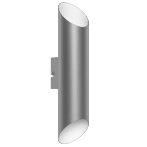 Moderne Eglo LED-Außenleuchte Agolada aus Edelstahl und Weiß, 36 cm hoch.