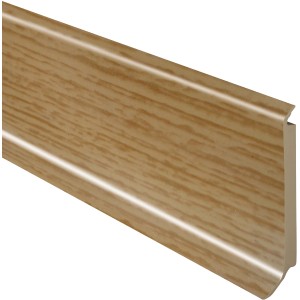 Sockelleiste Hartschaumkern Eiche hell, 60mm hoch, für einfache Befestigung.