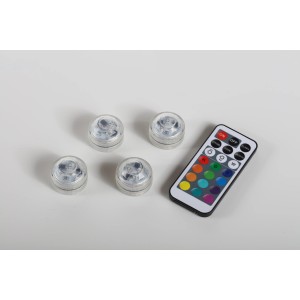 4er Set LED Outdoor Teelichter mit Fernbedienung für stimmungsvolle Beleuchtung.