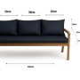 Marineblaues Setgarden Bankkissen-Set für 3-Sitzer Gartenbank, 160x60 cm + 3 Rückenkissen.