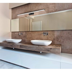 Moderne Eglo LED Spiegelleuchte Pandella 1, weiß-schwarz, 78 cm, für Badezimmer.