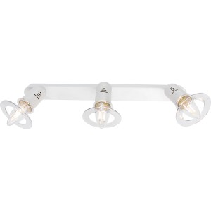 Weiße Deckenleuchte Casaca Balken mit 3 dreh- und schwenkbaren Spots mit Klarglas.