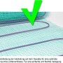 Perobe elektrische Fußbodenheizung, 7,5 m², mit grünen Haken für korrekte Installation.