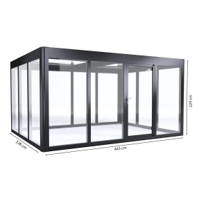 SunElements Gartenhaus SunGarden Infinity 4.3, anthrazit-metallic, 15 m², mit Maßen.