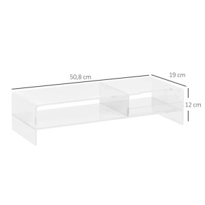 HOMCOM Acryl Monitorständer mit Staufach, transparent, 50,8 cm breit. Ideal für Schreibtisch.