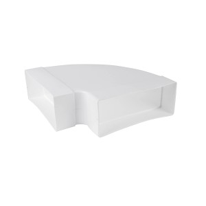 Weißer 90° Bogen für Flachkanalsysteme System 150, waagerecht.