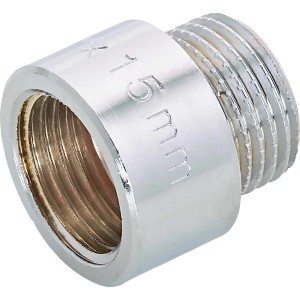 Verchromte Hahnverlängerung aus Messing, 18,6 mm x 21 mm, 15 mm lang, für Gewindefittings.