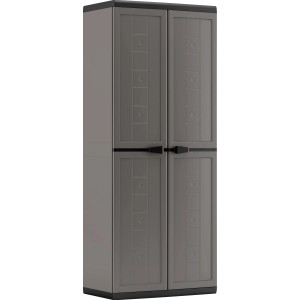 Dunkelgrauer Kunststoffschrank Jolly, 68x166x39 cm, für Werkstatt, Keller oder Garage.