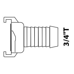 Kirchhoff Schnellkupplung-Schlauchstück, Messing, 20 mm (3/4 Zoll) Tülle, blank.