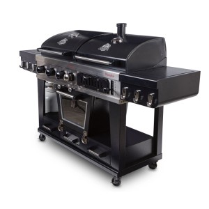 Pit Boss Memphis Ultimate Kombi-Grill: Gas-, Holzkohle- und Smoker-Funktion in Schwarz.