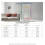 Levidor Glasschiebetür, teilsatiniert, mit Maßempfehlungen und Tabelle. Modernes Design, platzsparend für Wohnräume.