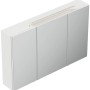 Posseik Spiegelschrank, 100 cm, weiß hochglanz, mit LED-Lampe und Glasböden.