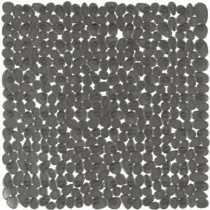 Anthrazitfarbene Spirella Duscheinlage Riverstone 54x54 cm in Steinoptik mit Saugnäpfen.