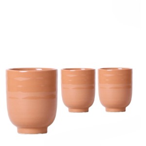 Keramik-Übertopf Glazed Cognac, Ø 9cm, für Zimmerpflanzen.