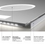 Detailansicht DSK Design LED-Lichtspiegel Silver Conde mit Kosmetikspiegel und Aluminiumrahmen.
