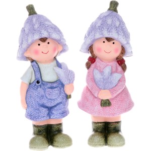 Gartenfigur Lavendelkinder 2-fach Sortiert 20,5 cm x 6,5 cm x 8,5 cm