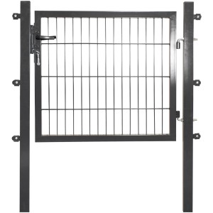 Anthrazitfarbenes Gartentor aus Stahl mit Doppelstabmatten-Füllung, 80x100 cm.