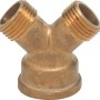 2-Wegeverteiler aus Messing für Schlauchanschlussstücke, Y-Form.