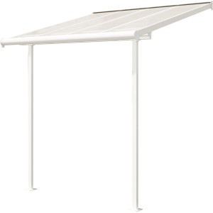 Weiße Palram Terrassenüberdachung Sierra, 230x230 cm, mit transparentem Dach.