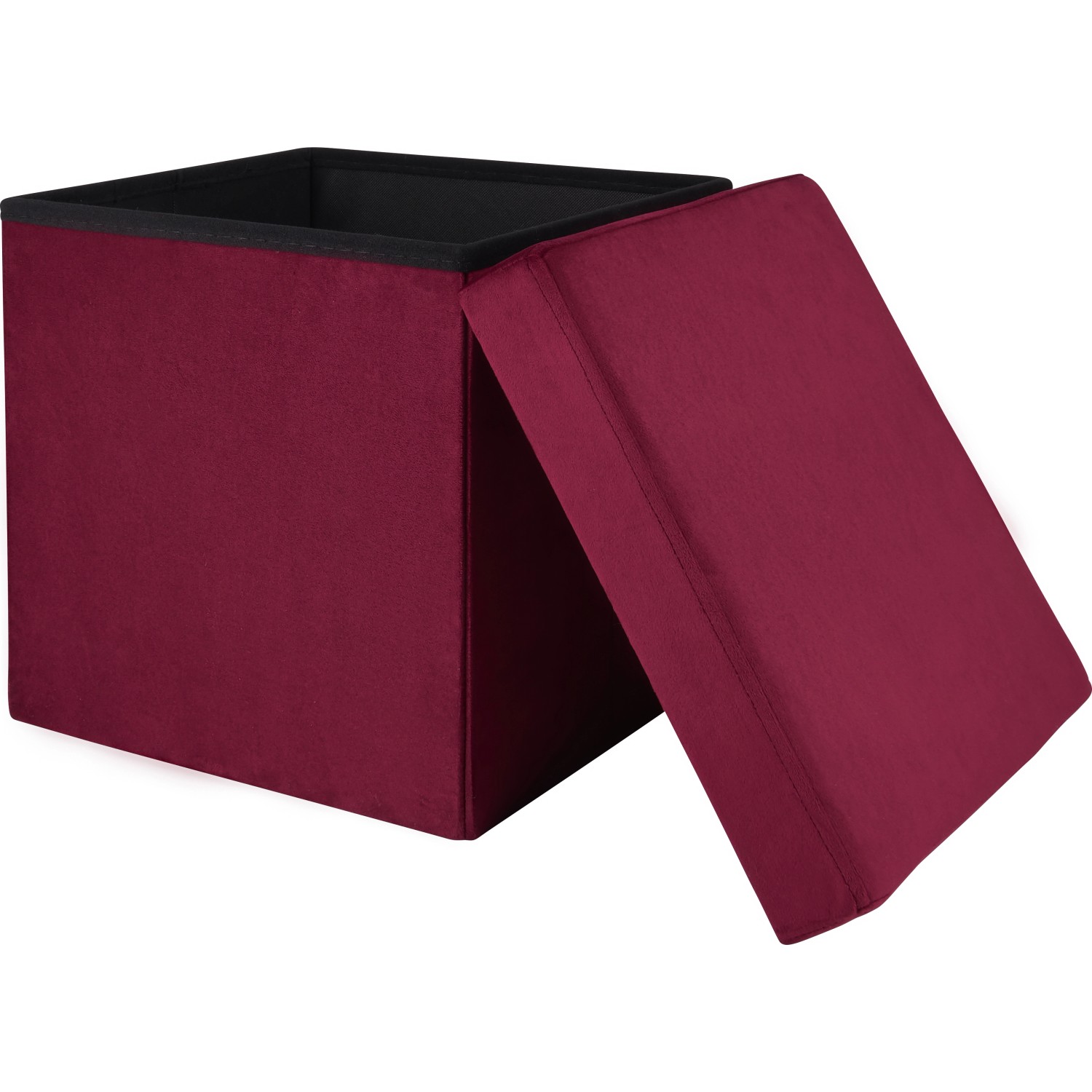 Burgunderroter Falt-Hocker (38 cm) mit Stauraum. Sitzhocker im Blush Bordeaux Design.