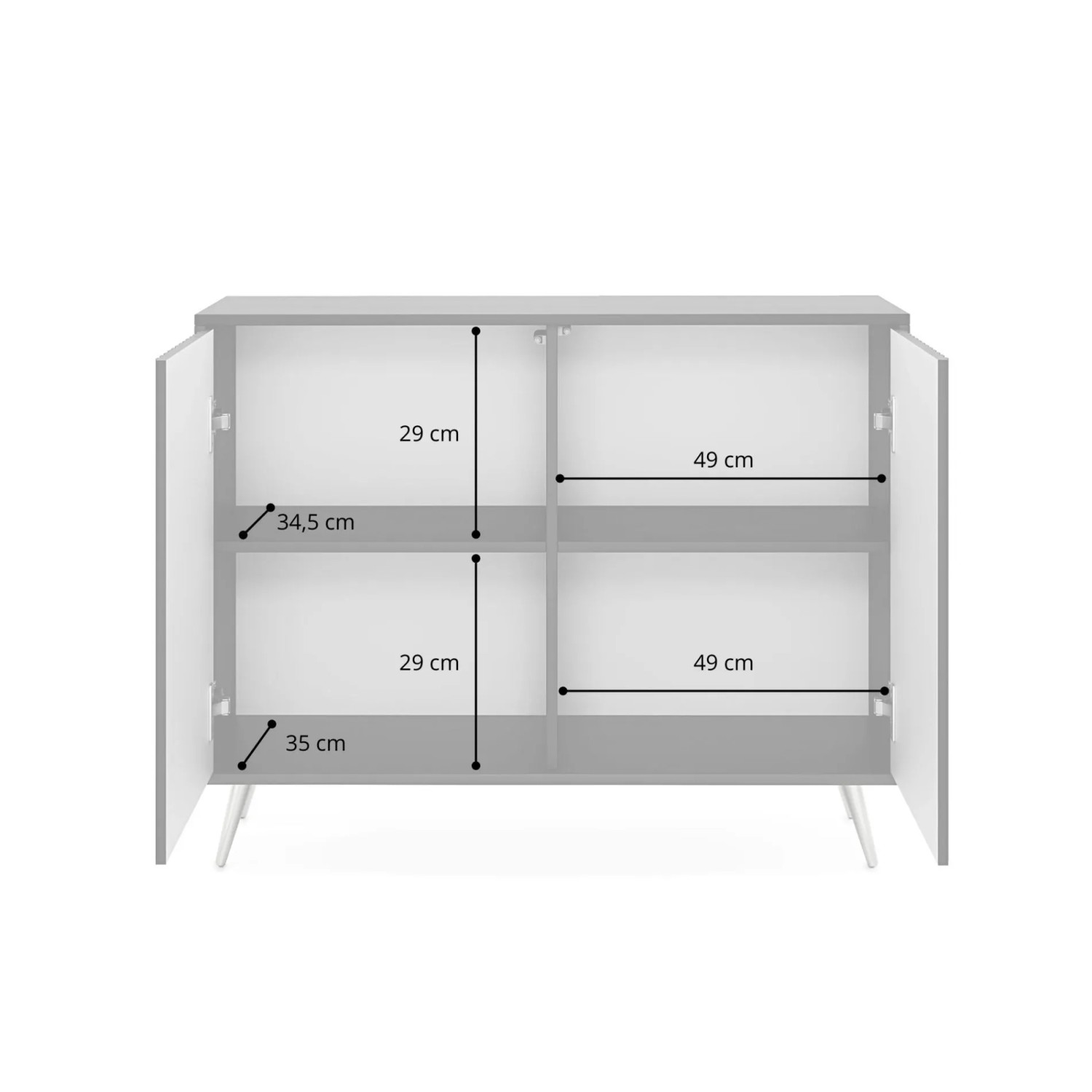 Selsey Sideboard Bello mit Lamellenfronten 104 cm Schwarz/Wotan Eiche_3