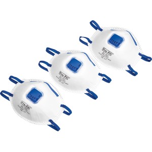 LUX Ventilmaske FFP2, 3er-Pack: Atemschutzmasken mit Ausatemventil und Gummibändern für optimalen Tragekomfort.