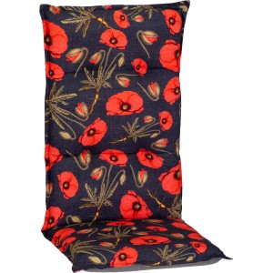 Beo Hochlehner Sitzauflage Trondheim mit Mohnblütenmuster für Gartenstühle.