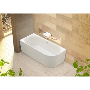 Weiße Ottofond Eckbadewanne Mince Corner Rechts, 180x80 cm, für moderne Bäder.