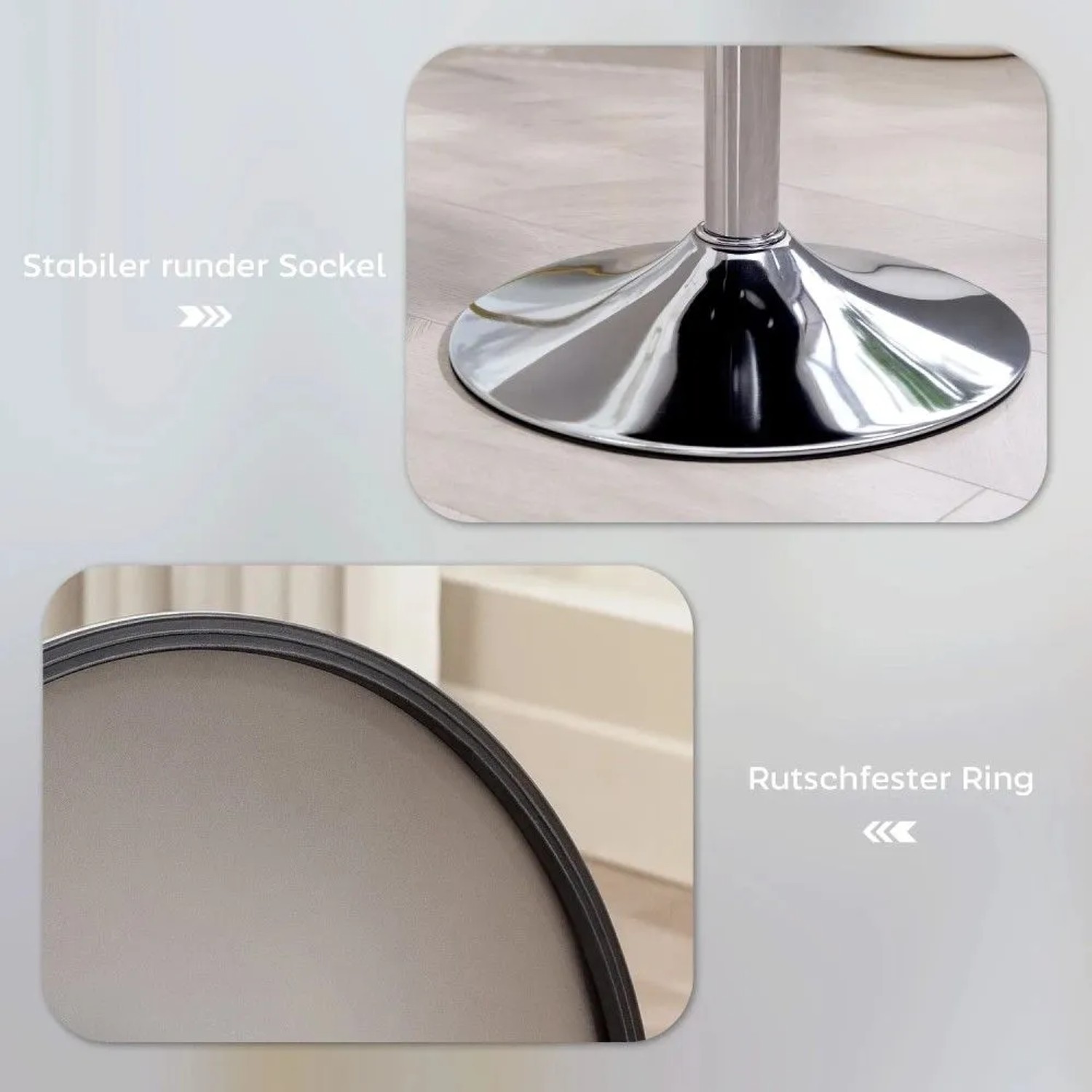 HOMCOM Barhocker: Glänzender runder Metallsockel mit rutschfestem Ring für Stabilität. Ideal für Küche & Wohnzimmer.