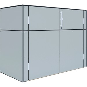 Bertilo Gartenschrank HPL Sideboard, 155x75x116 cm, grau. Wetterfester Terrassenschrank für Garten und Balkon.