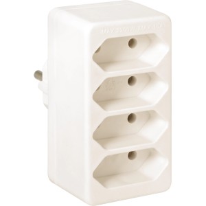 Weißer Euro-Übergangsstecker, 4-fach, für den Innenbereich.