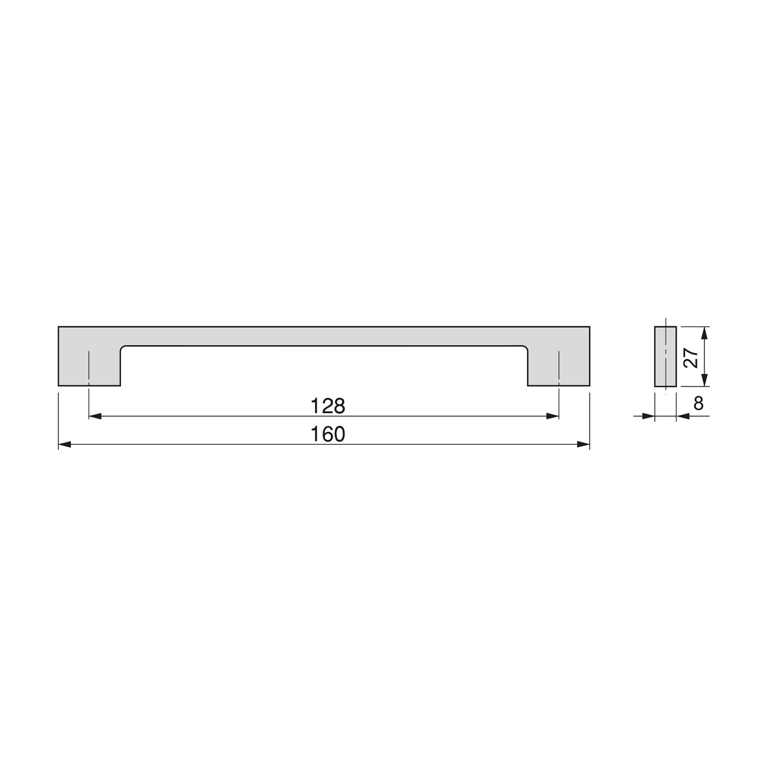 Emuca Lot von 8 Möbelgriffe Varna L181 mm 160 mm Achsenabstand Zamak Schwarzer Lackiert_5