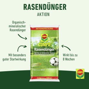 Compo Rasendünger Aktion 13 kg wirkt bis zu 8 Wochen