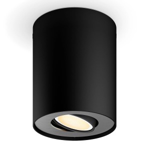 Schwarzer Philips Hue Pillar LED-Aufbauspot zur Erweiterung des Hue Systems.