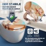 Sinobath WC-Sitz Oval mit Strand-Design, Absenkautomatik. Robuster MDF-Kern, kratzfeste Oberfläche, bis 190 kg belastbar.