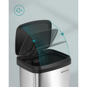 Songmics Mülleimer Petaja mit Fußpedal 68 l Silber-Schwarz