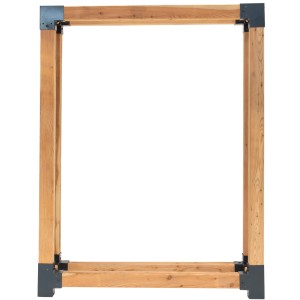 Westmann Kaminholzregal Michel XL aus Lärchenholz mit Stahlverbindern.