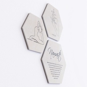Pro Art Bildkacheln Cut-Out Line Art III, 3er Set, 50x50 cm, mit Yoga-Motiven und Schriftzug.
