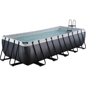 Rechteckiger Exit Black Leather Pool 540x250x122 cm mit Leiter und Sandfilterpumpe.