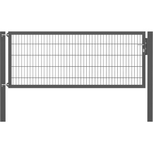 Anthrazitfarbenes Gartentor Flexo Plus, 250x100 cm, mit Pfosten. Ideal zur Grundstücksbegrenzung.
