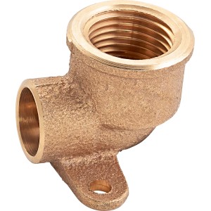 Löt-Übergangswinkel aus Rotguss, 38mm, mit Wandscheibe für Heizung und Wasserinstallation.