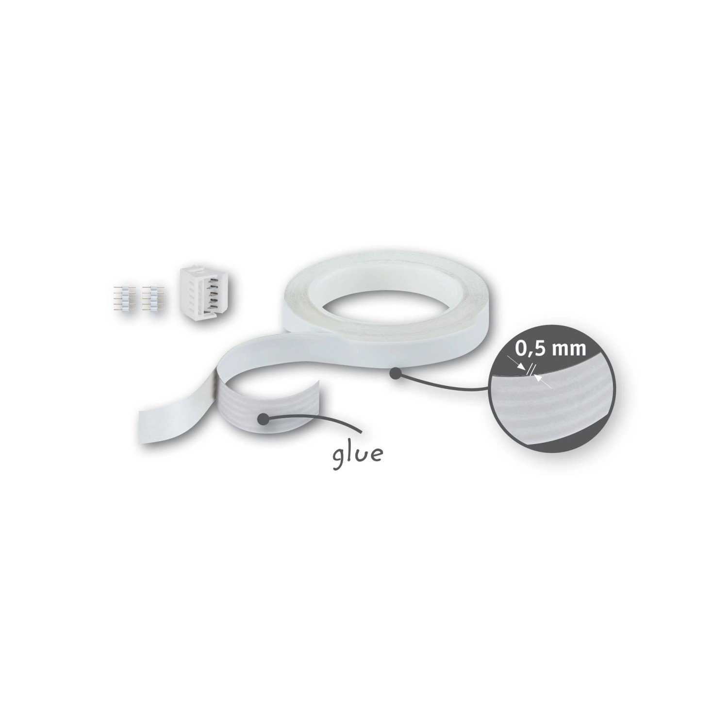Paulmann MaxLED Invisible Connector 3m mit 5-Pin-Stecker und selbstklebender Rückseite für LED-Strips.