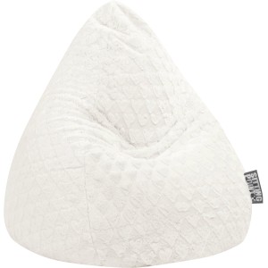 Weißer Sitting Point Sitzsack BeanBag Fluffy mit Herzmuster, 220 l.