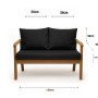 Schwarzes Setgarden Bankkissen-Set für 2-Sitzer Gartenbank, bestehend aus Sitz- und Rückenkissen.