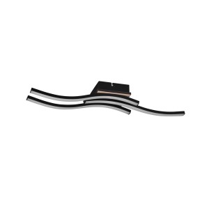 Moderne, 3-flammige LED-Deckenleuchte Route in Schwarz Matt, 56 cm breit.