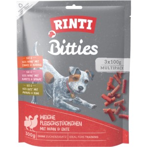 Rinti Bitties Hunde-Snacks Vorteilspack, 3x100g, mit Huhn, Ente und Gemüse. Ideal als Belohnung.
