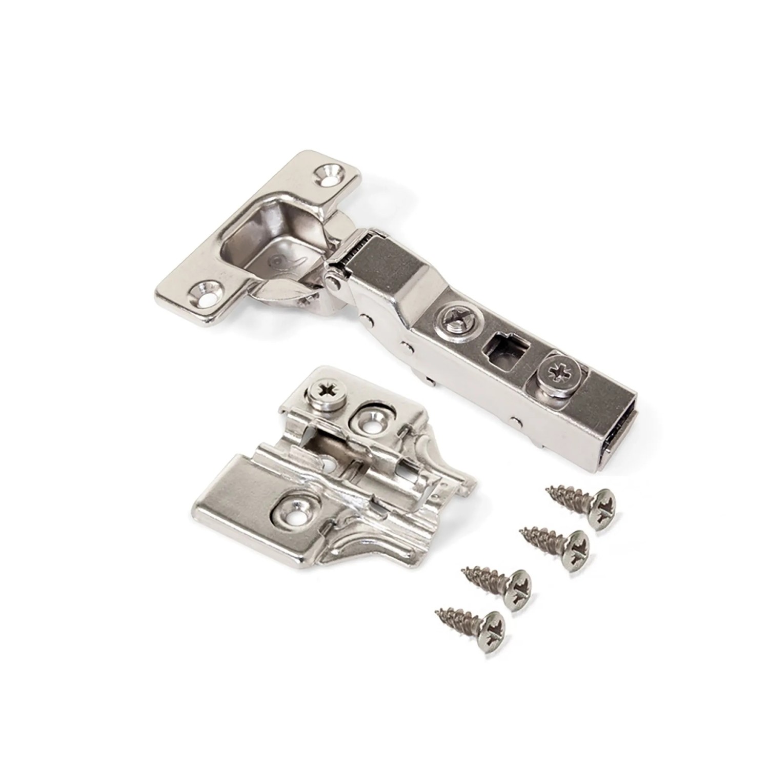 Emuca Kit von 20 Topfscharniere X91N Mittelanschlag mit Anschraubplatte Höhe 0 Stahl Vernickelt_2