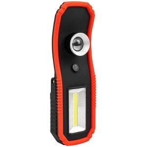 Eufab COB/LED Werkstattleuchte, schwarz/orange, mit zwei Leuchtmodi für Pannenhilfe.