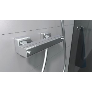 Schütte Thermostat-Duscharmatur Signo Chrom, Aufputz-Duscharmatur mit Sicherheitssperre.